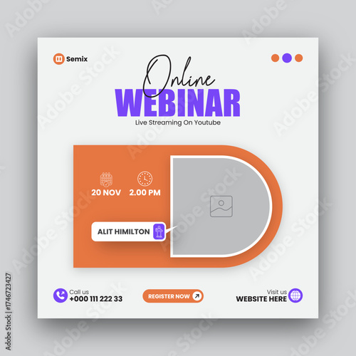 Conference invitation Social Media Post banner or online  webinar social media post design for business