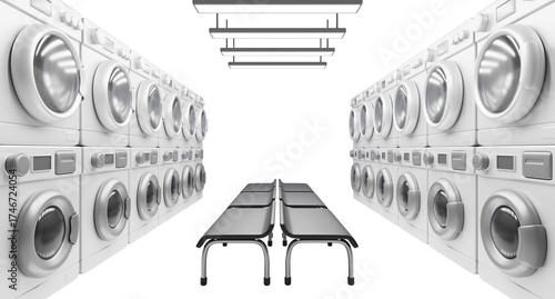 Slika na platnu Public laundry room interior perspective