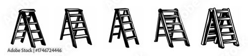 Collection of five hand-drawn ladders each with a distinct style and slightly different appearance