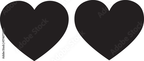 Two black heart shapes silhouette
