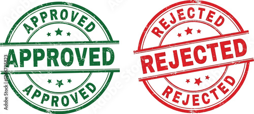 approval and rejection stamp vector in green and red for business compliance and office projects