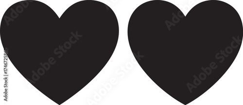 Two black heart shapes in silhouette