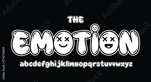 emotion typeface vector with smiley faces for fun creative designs and positive playful typography