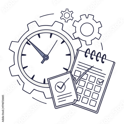 Time Management and Task Planning Vector Illustration