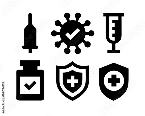 Vaccination and protection icons against virus and disease