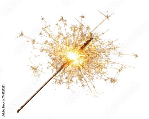 Wallpaper Mural Radiant Sparkler Igniting Magic on Crisp White Background for Festive Celebrations Torontodigital.ca