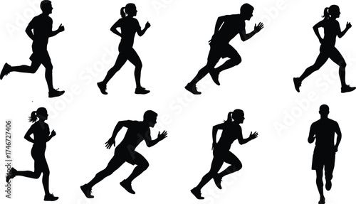 runner silhouettes vector in motion for sports fitness and active lifestyle marketing materials