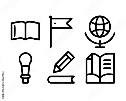 Education and learning icons for study material