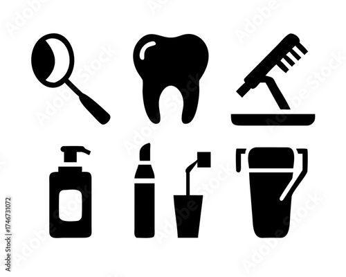Collection of dental and hygiene icons