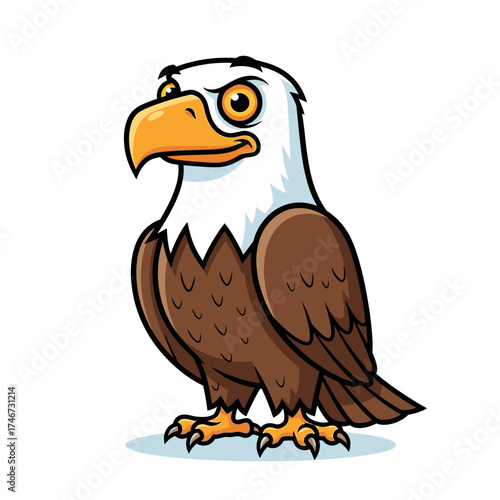Cartoon eagle character standing with a proud expression  