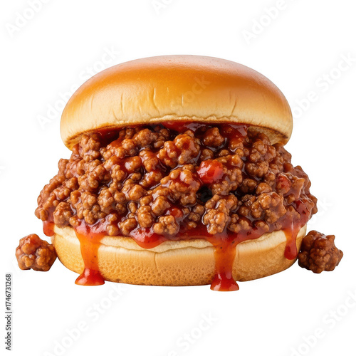 Wallpaper Mural A delicious sloppy joe sandwich on a bun, isolated on transparent background Torontodigital.ca