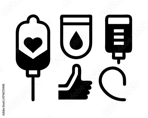 Collection of blood transfusion icons for design use