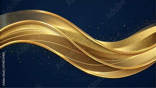Golden Liquid Flow | Luxury Metallic Wave | Elegant Abstract Background Design