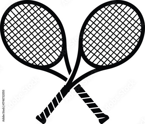 Vector art of crossed tennis rackets.