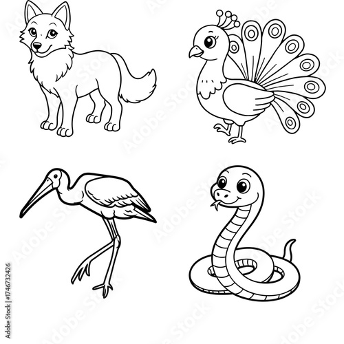 set of funny animals