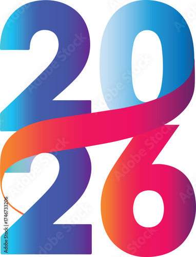 Modern 2020 year numbers with gradient colors flowing together festive design