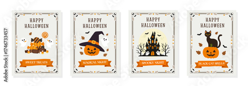 Happy Halloween Festive Greeting Cards Collection.