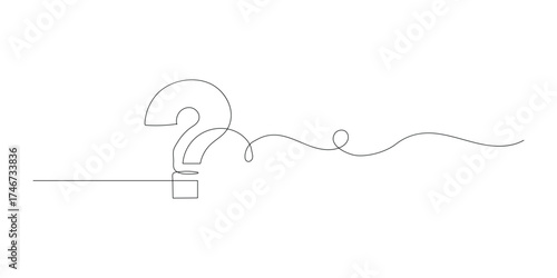 Question Mark continuous line one line drawing isolated vector illustration