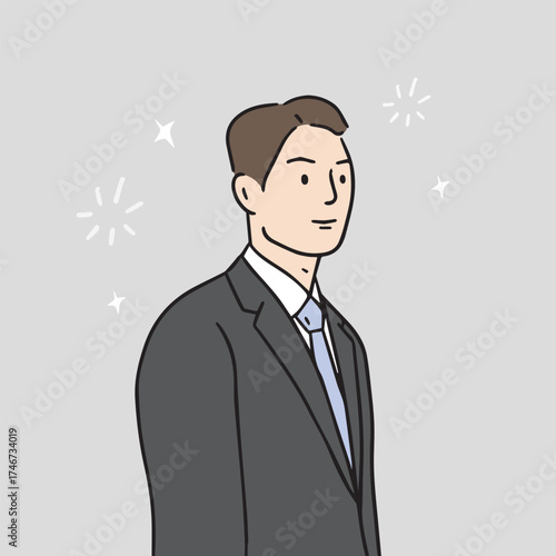 Illustration of a male office worker standing in a suit