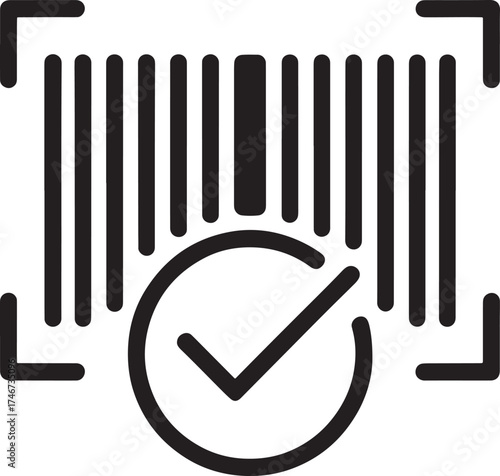 Barcode Scan With Check Mark Icon On White Background scanner