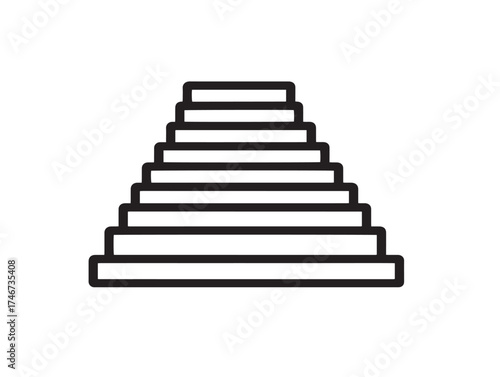Stairs icon 2D vector line art in a clean minimalist design black