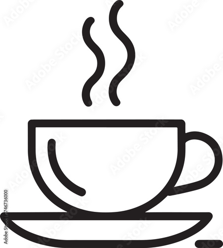 Coffee cup with steam icon for hot beverage and cafe Keywords: coffee cup, hot drink, beverage, steam