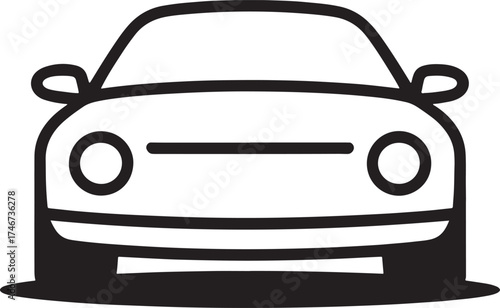 Front View Car Icon On White Background automobile vehicle