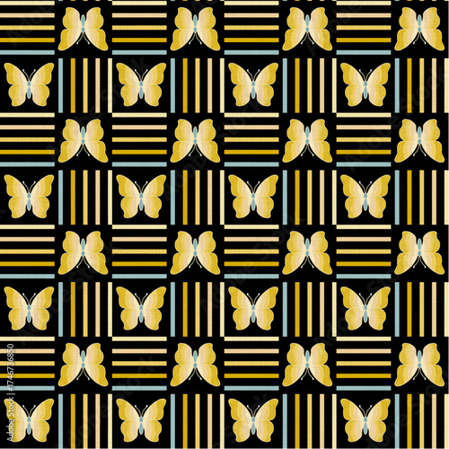 Repeatable smooth patterns with butterfly motifs and lines
