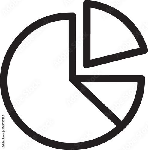 Pie chart with three segments on white background graph data