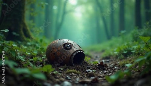 Decaying Object in Desolate Landscape A Photograph of Neglect and Abandonment