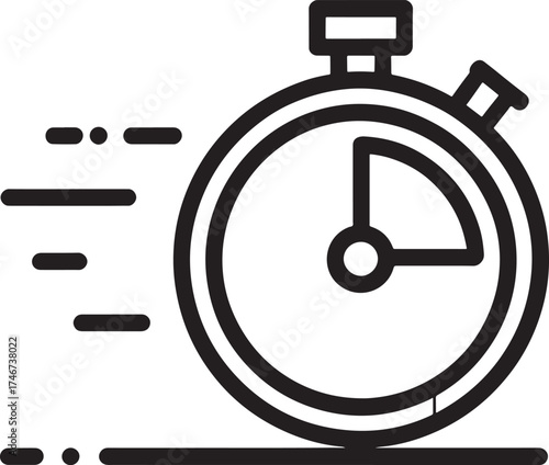 Stopwatch icon with motion lines indicating speed and time timer fast