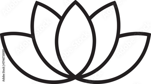 Stylized Lotus Flower Outline Icon for Yoga and Meditation bloom blossom