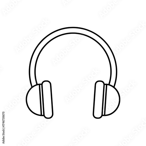 Outline drawing of headphones set on transparent background silhouette