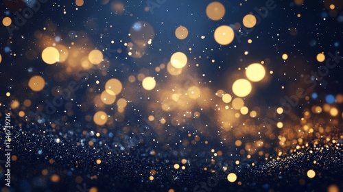 Golden Lights on Dark Background Abstract Glow