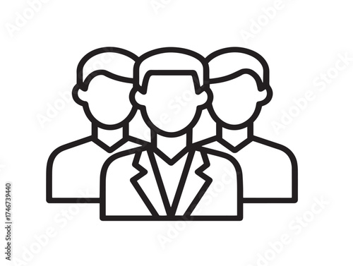 Team work icon 2D vector line art in a clean minimalist style black