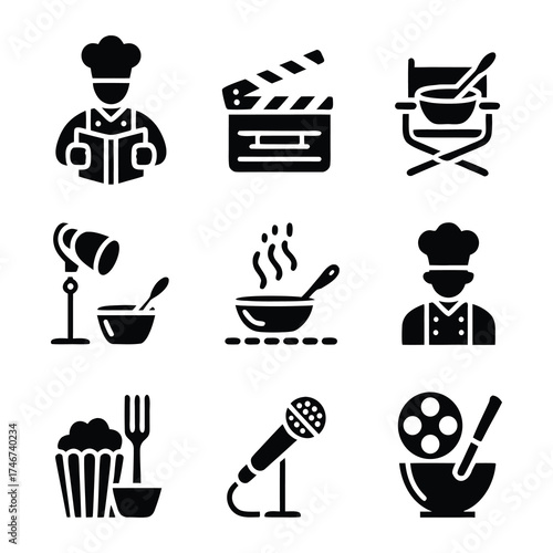 Black Culinary Acting Icons Combining Cooking and Film Themes.