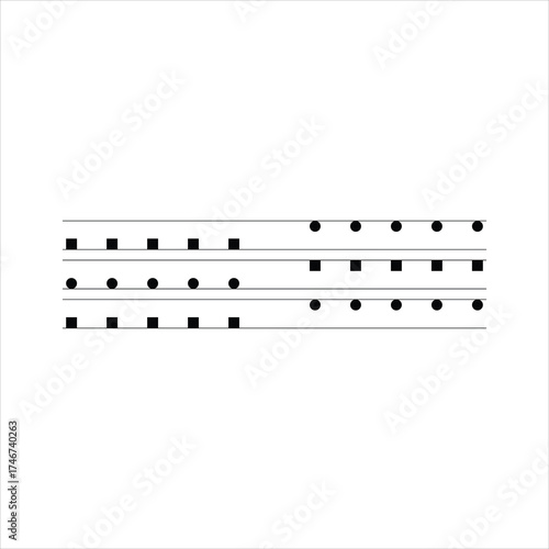 Abstract Music Rhythm Notation – Stylized Note Shapes on Staff Lines