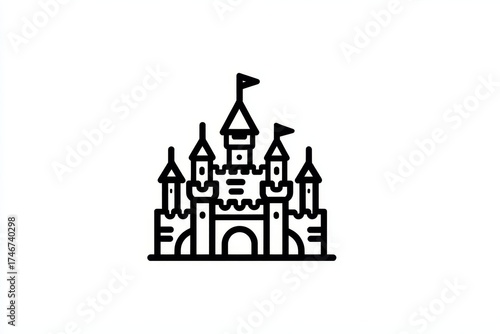 Wallpaper Mural Minimalistic Outline of an Ancient Fortress. Iconic Medieval Castle Silhouette on a Clean Background Torontodigital.ca