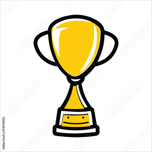doodle gold trophy icon illustration 