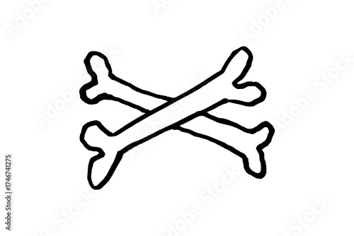 Pirate crossbones symbol. Doodle style hand drawn object. Simple isolated outline.
