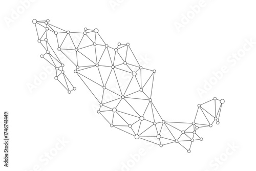 Mexico map. Abstract geometric map - connection dots mesh lines.