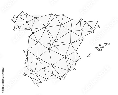 Spain map. Abstract geometric map - connection dots mesh lines.