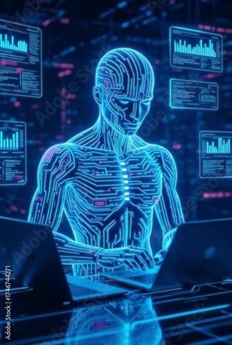 the looped generated animation. the technology of the future.	
