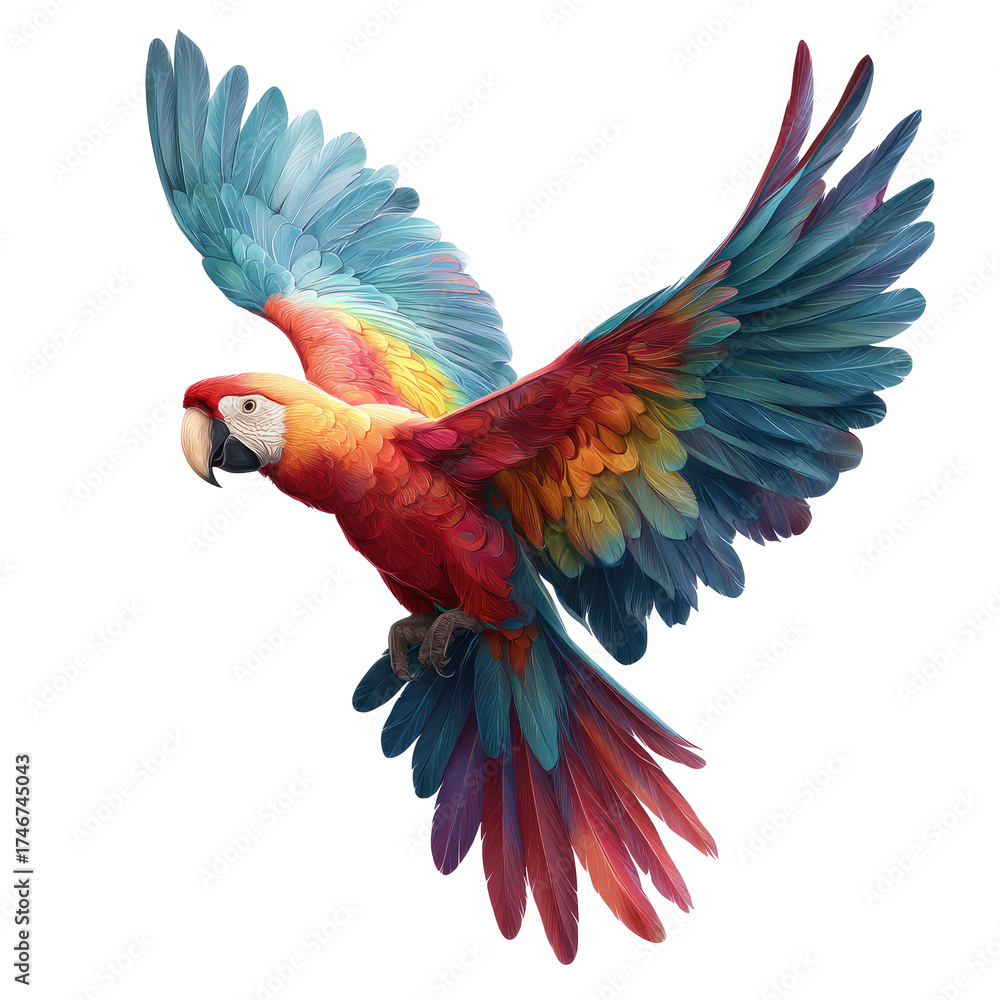 Obraz premium Colorful macaw in flight