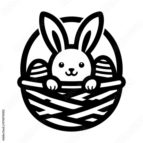 easter bunny basket illustration vector design 