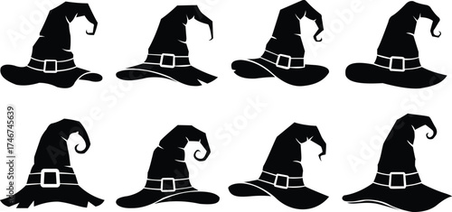Witch hats halloween spooky costume party vector graphics