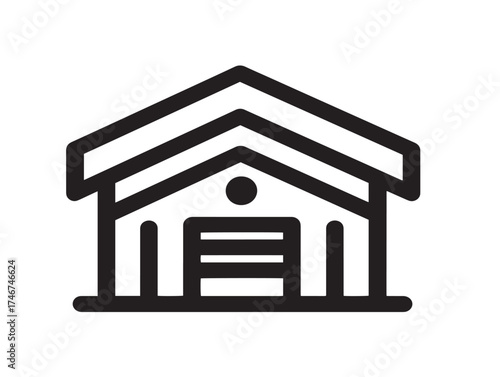 Warehouse icon 2D vector line art in a clean minimalist style