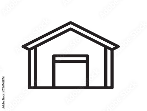 Warehouse icon 2D vector line art in a clean minimalist illustration