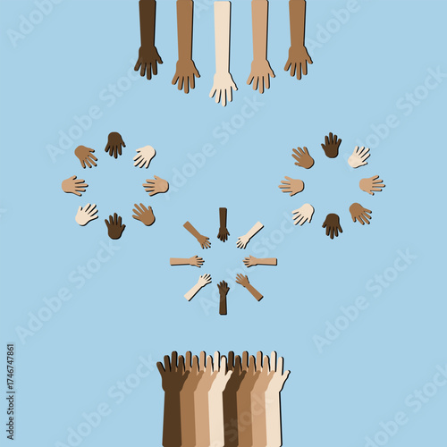 Multicultural Unity Hands Vector Set 