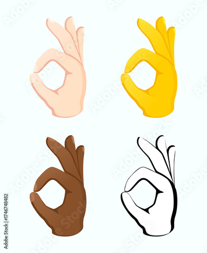 OK hand gesture symbols in different styles vector illustration
